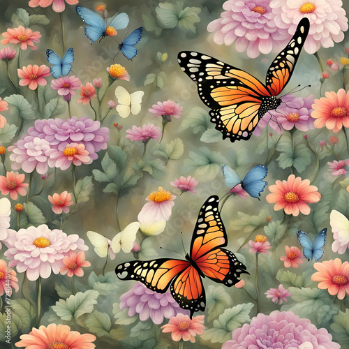 monarch butterflies in flowers