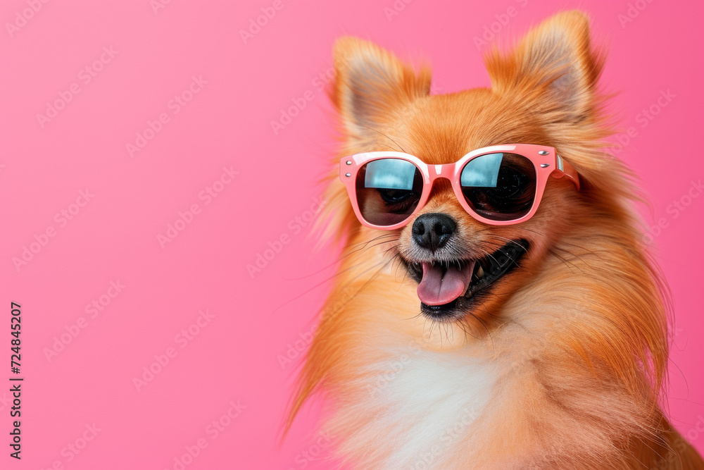 dog wearing sunglasses on pastel background. dog wearing sunglasses on pastel background.