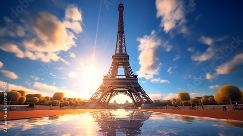 Eiffel Tower Design, Paris Monument Desktop Wallpaper, Ai generative photo