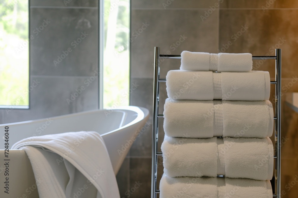 freestanding towel rail with towels by a freestanding tub freestanding towel rail with towels by a freestanding tub