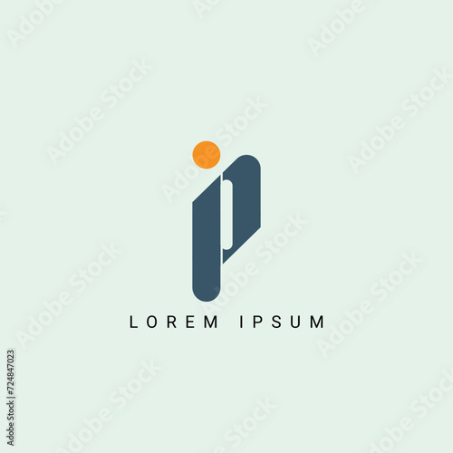 Alphabet ip or pi illustration monogram vector logo template