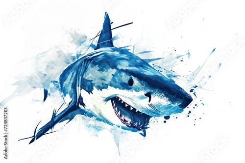 paint strokes of a great white shark