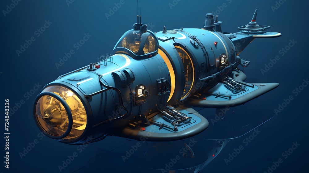 Large underwater bathyscaphe for exploring the depths of the sea. Used ...