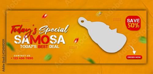 Delicious samosa and food menu facebook cover template
