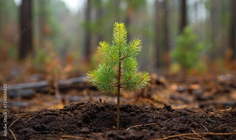 Young tree seedling on a blurry nature background. Young tree seedling on a blurry nature background.