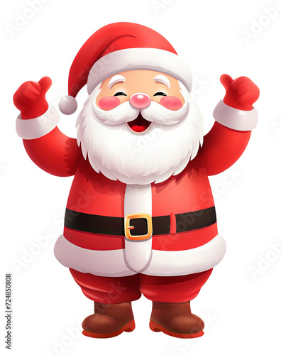 Cute 3d Santa Claus isolated on transparent background PNG
