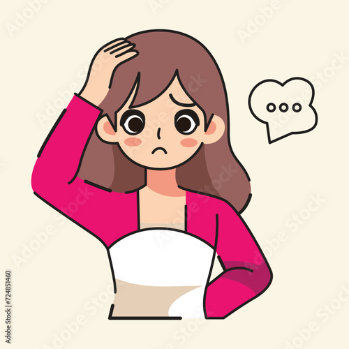 the woman had a confused and worried expression flat design vector illustration
