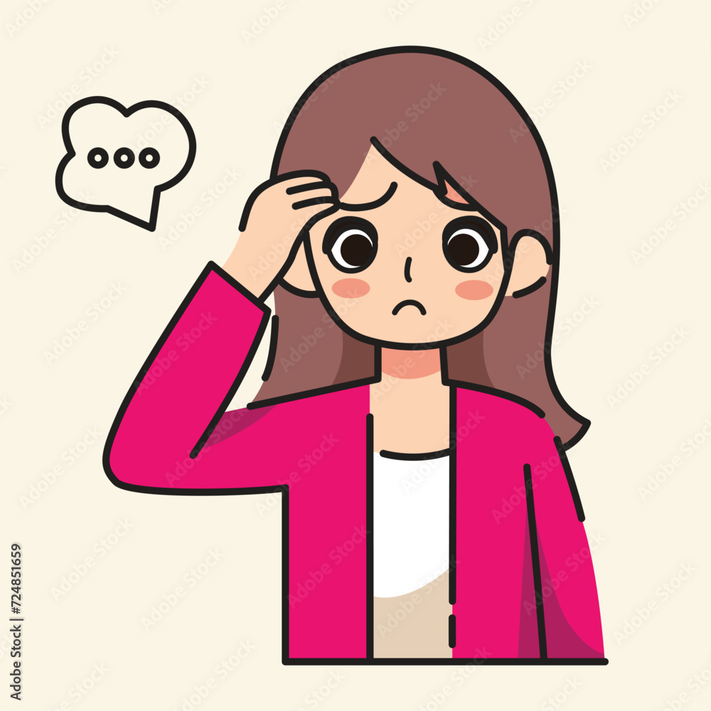 the woman had a confused and worried expression flat design vector illustration