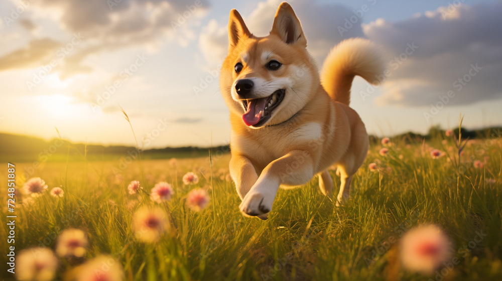 dog, Shiba Inu running on a grass dog, Shiba Inu running on a grass