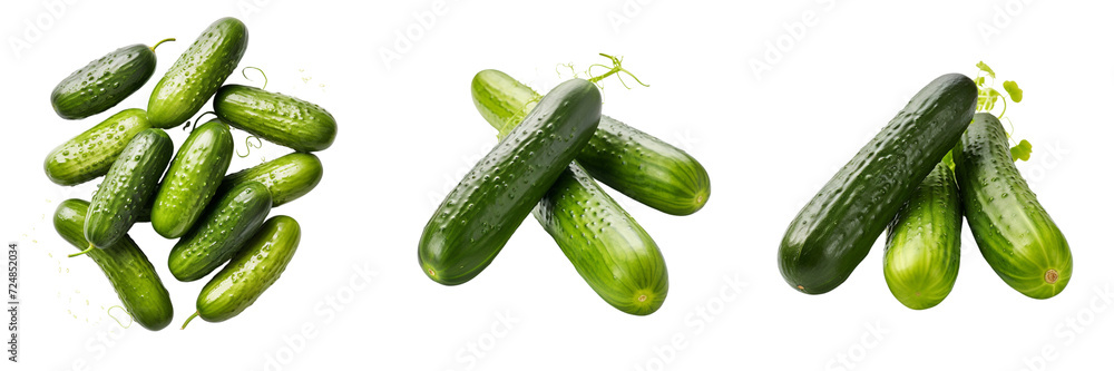 Set of A cucumbers on a Transparent Background Set of A cucumbers on a Transparent Background