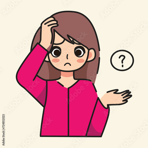 the woman had a confused and worried expression flat design vector illustration