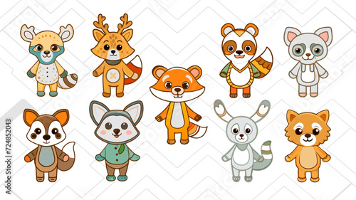 Fototapeta Naklejka Na Ścianę i Meble -  cute animal sticker vector