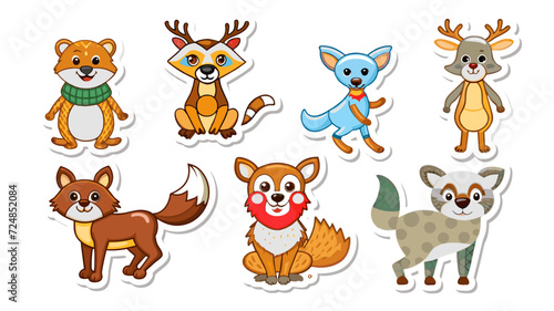 cute animal sticker vector