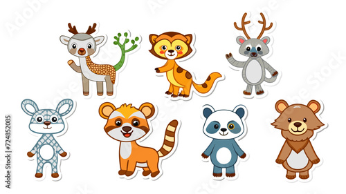 Fototapeta Naklejka Na Ścianę i Meble -  cute animal sticker vector