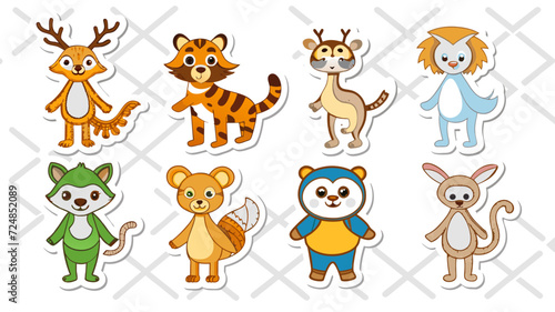 cute animal sticker vector