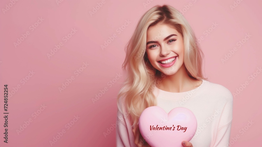 A woman with a heart in her hand, Valentine's Day. A woman with a heart in her hand, Valentine's Day.