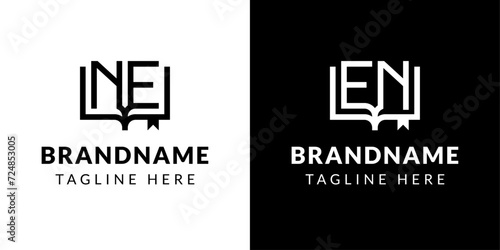 Letters NE and EN Book Logo, suitable for business related to book with NE or EN initials