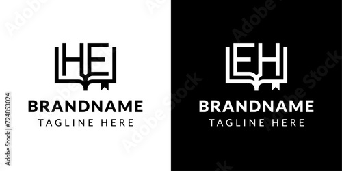 Letters HE and EH Book Logo, suitable for business related to book with HE or EH initials