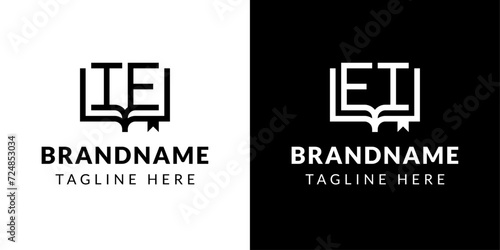 Letters IE and EI Book Logo, suitable for business related to book with IE or EI initials