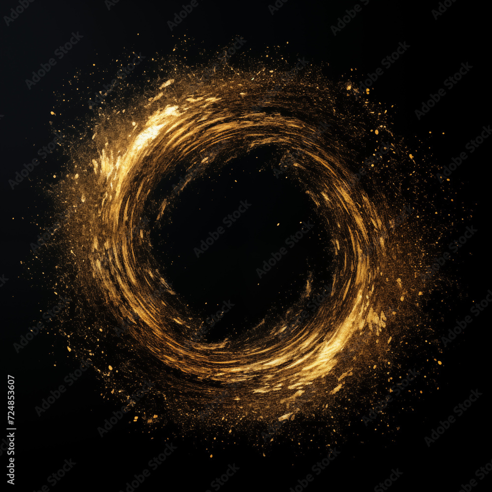 custom made wallpaper toronto digitalGold glitter circle frame space with shine sparkle glowing stars on black background isolated