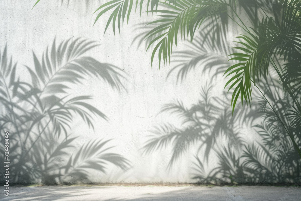 custom made wallpaper toronto digitalBeautiful shadows of a tropical tree on a blank concrete wall.