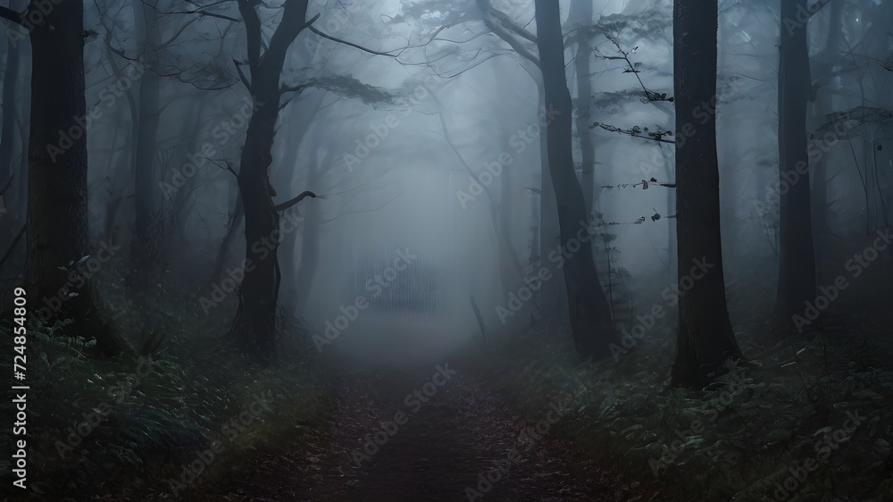 Haunted forest at night