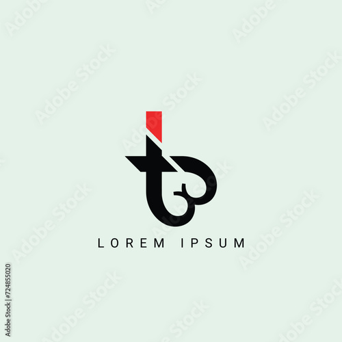 Alphabet it or ti illustration monogram vector logo template