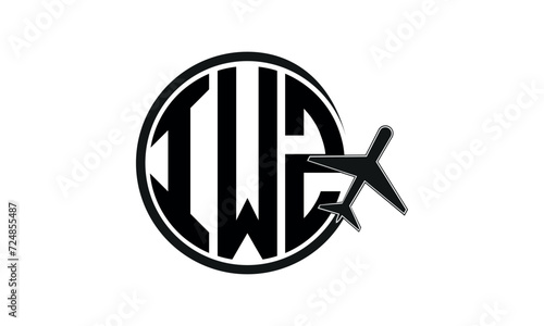 IWZ three initial letter circle tour & travel agency logo design vector template. hajj Umrah agency, abstract, wordmark, business, monogram, minimalist, brand, company, flat, tourism agency, tourist
