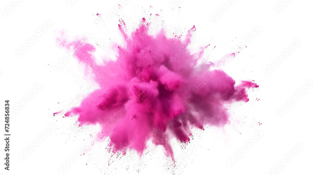Pink Powder Explosion on Isolated on Transparent Background