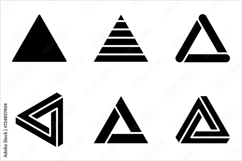 Triangle Icon set. Flat and Trendy Sign Symbol Vector illustration on white background. Triangle Icon set. Flat and Trendy Sign Symbol Vector illustration on white background.