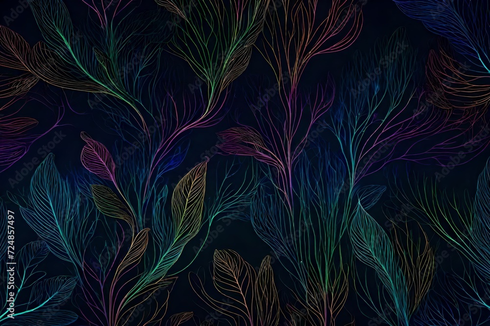 A fluid blend of organic shapes, resembling a digital forest of bioluminescent plants, creating a serene and enchanting patterned background A fluid blend of organic shapes, resembling a digital forest of bioluminescent plants, creating a serene and enchanting patterned background