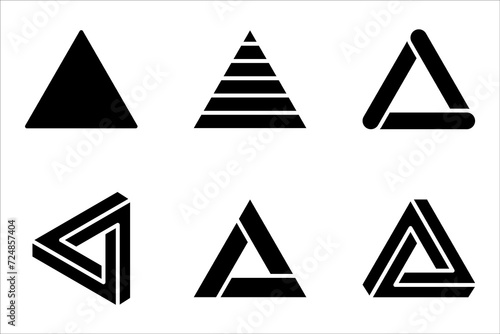 Triangle Icon set. Flat and Trendy Sign Symbol Vector illustration on white background.