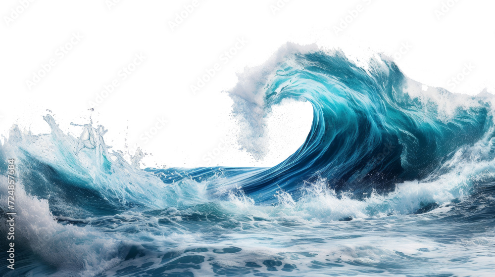 Massive Blue Wave Surges in the Middle of the Ocean - obrazy, fototapety, plakaty 