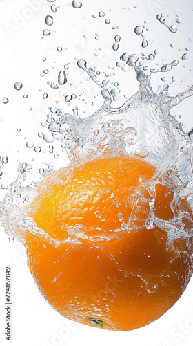 Orange Floating in Water With Bubbles