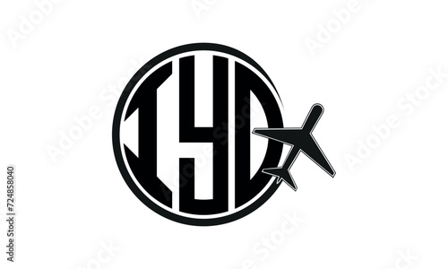 IYO three initial letter circle tour & travel agency logo design vector template. hajj Umrah agency, abstract, wordmark, business, monogram, minimalist, brand, company, flat, tourism agency, tourist
