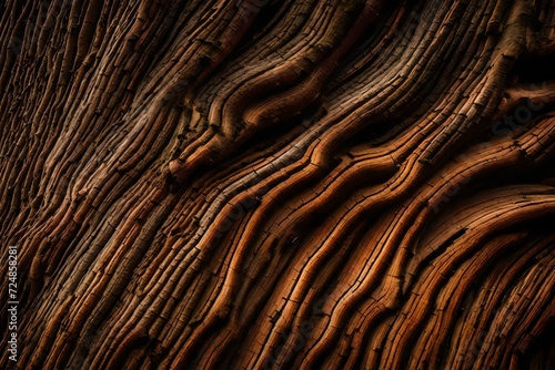 A close-up of tree bark textures, demonstrating the intricate patterns and knots that define the distinct individuality of each tree in the forest. © MB Khan