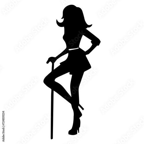 women model silhouette standing pose on a white background