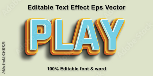 Play green color editable 3d text effect eps vector
