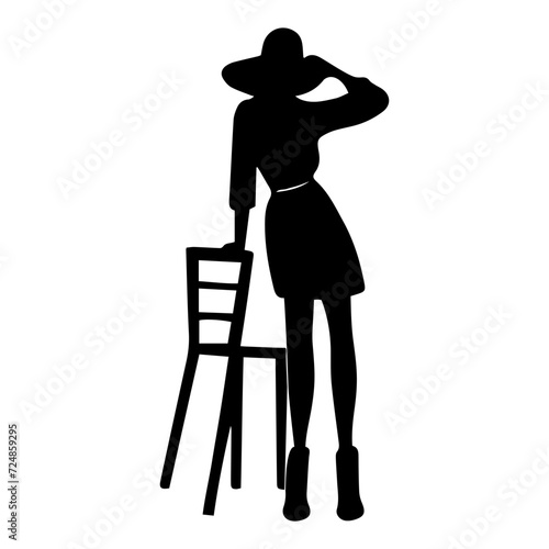 women model silhouette standing pose on a white background