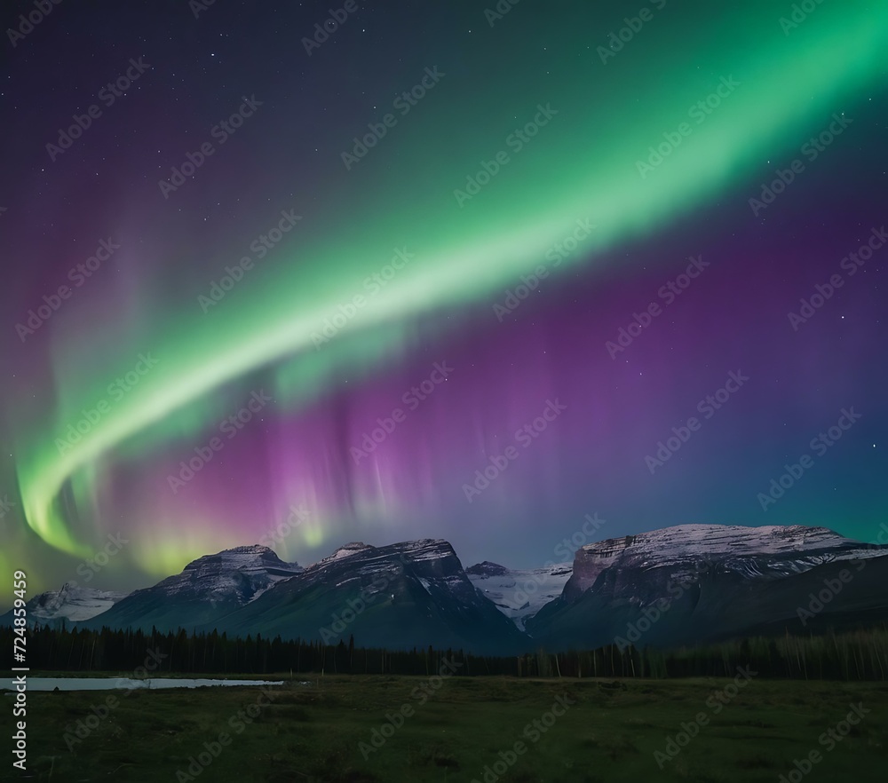 Northern lights gradient from green to violet