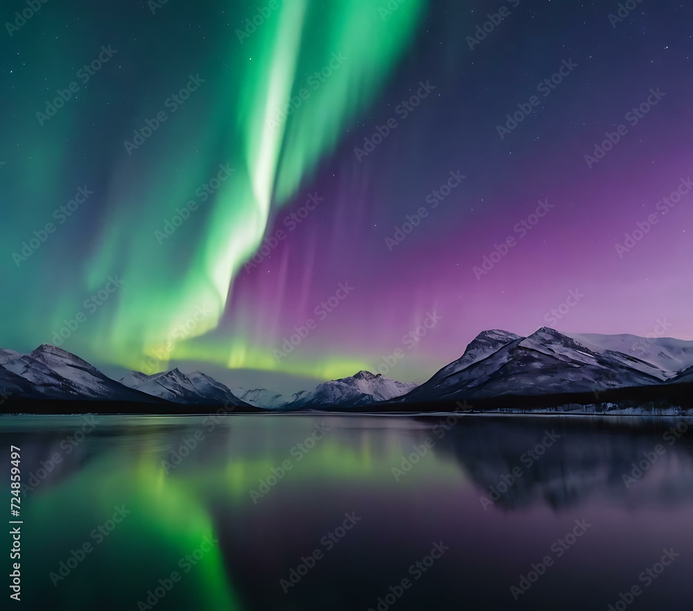 Northern lights gradient from green to violet