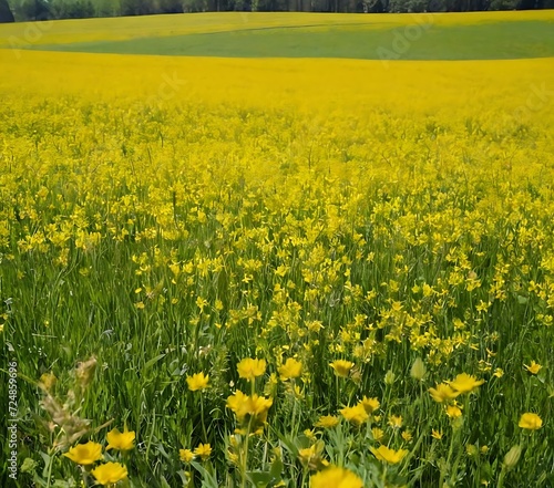 Spring meadow gradient from green to yellow © Hans