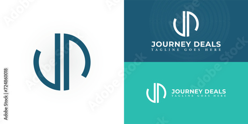 Abstract initial letter JD or DJ in soft blue color presented with multiple white and blue background colors. The logo is suitable for internet and technology company logo design inspiration template