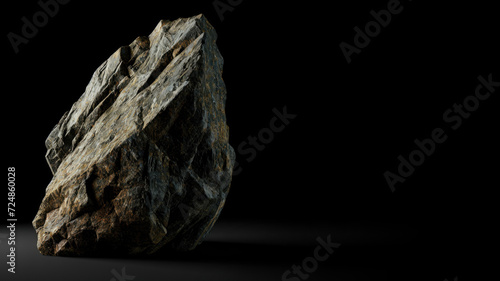 Rock isolated on black background