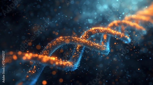 Glowing DNA Helix Illustration in Blue Tones