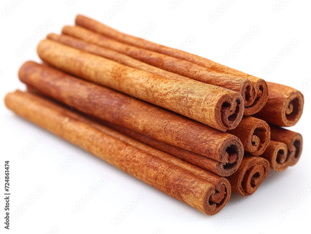 Pile of cinnamons isolated on white background. Minimalist style. Pile of cinnamons isolated on white background. Minimalist style.