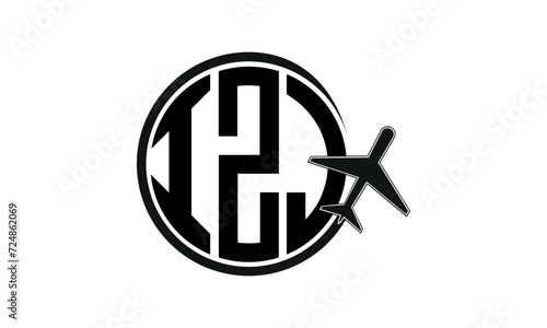 IZJ three initial letter circle tour & travel agency logo design vector template. hajj Umrah agency, abstract, wordmark, business, monogram, minimalist, brand, company, flat, tourism agency, tourist