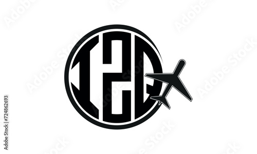 IZQ three initial letter circle tour & travel agency logo design vector template. hajj Umrah agency, abstract, wordmark, business, monogram, minimalist, brand, company, flat, tourism agency, tourist