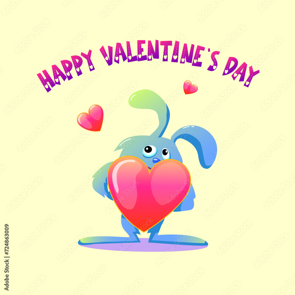 Hare with a heart. Happy Valentine's Day. Hare with a heart. Happy Valentine's Day.