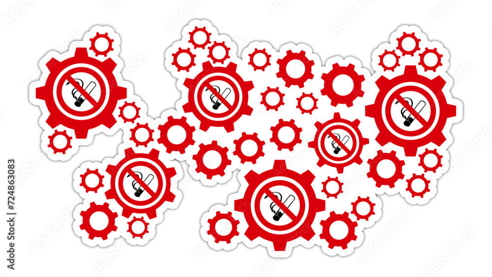 Fond engrenages rouge panneau interdit fumer entreprise et commerce